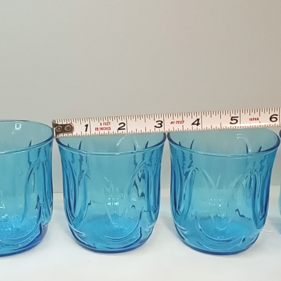 Vintage teal blue Anchor Hocking Colonial Tulip glasses. Set: 4 No flaws - Picture 7 of 7